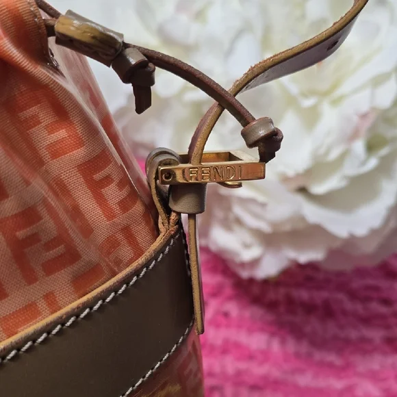 Fendi Bucket Bag in Orange and Tan